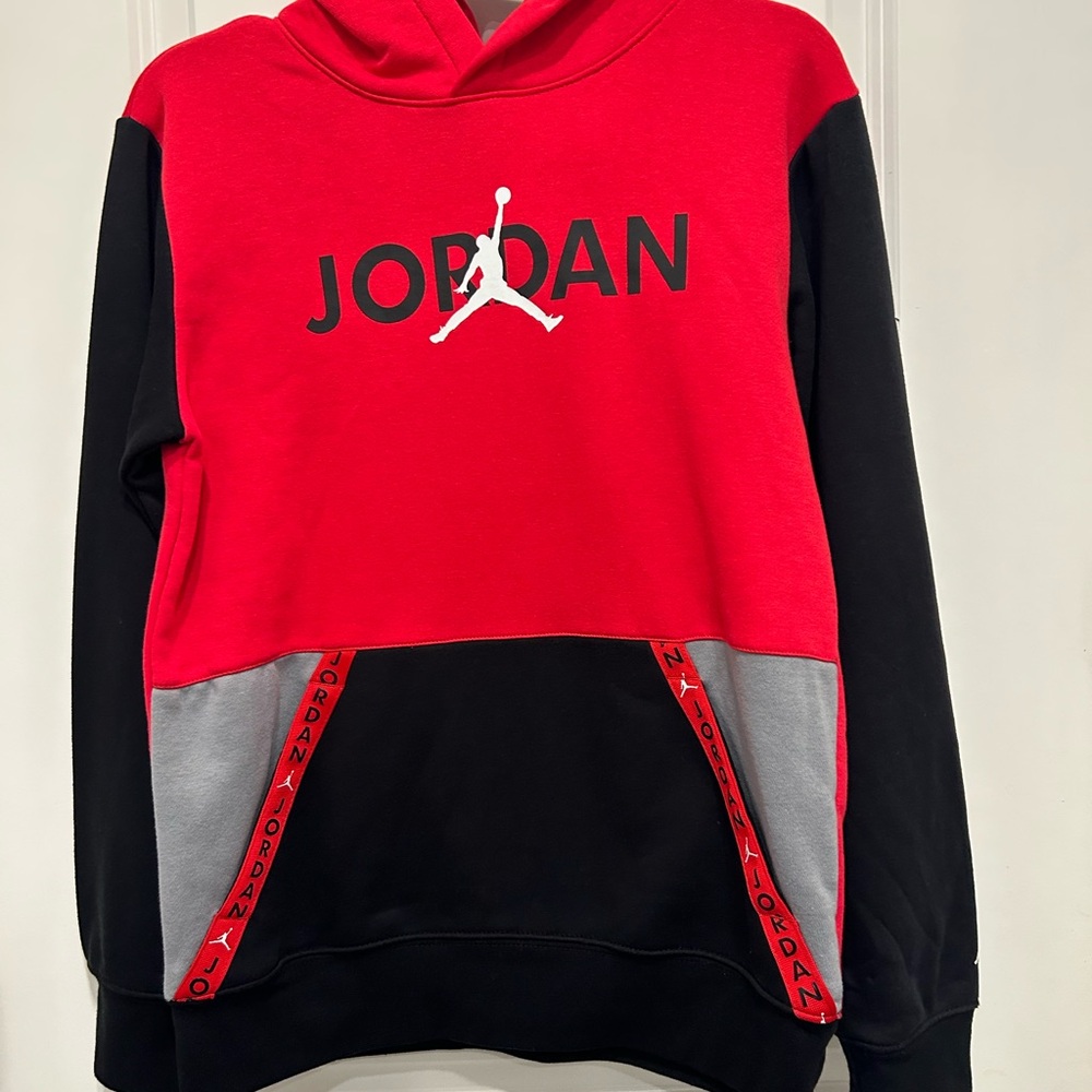 Jordan Red and Black Pullover with Gray Details